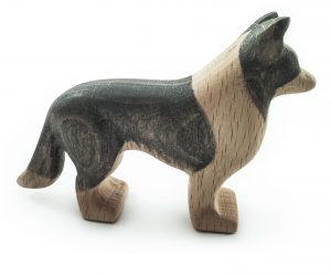 wooden dog border collie