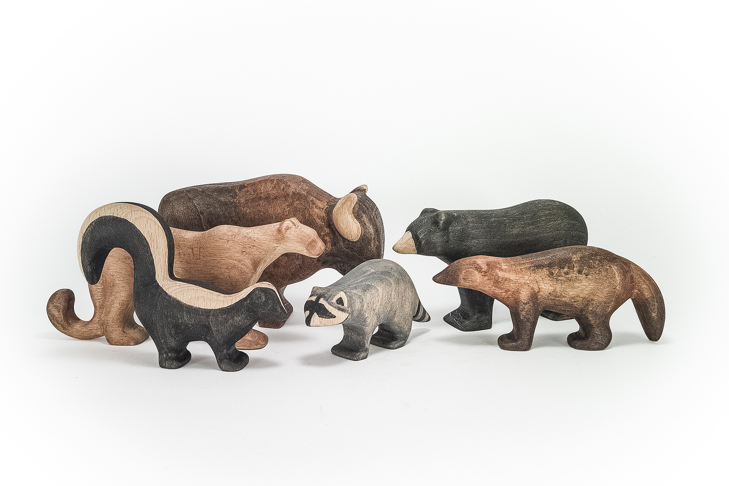 north american animal wooden toys