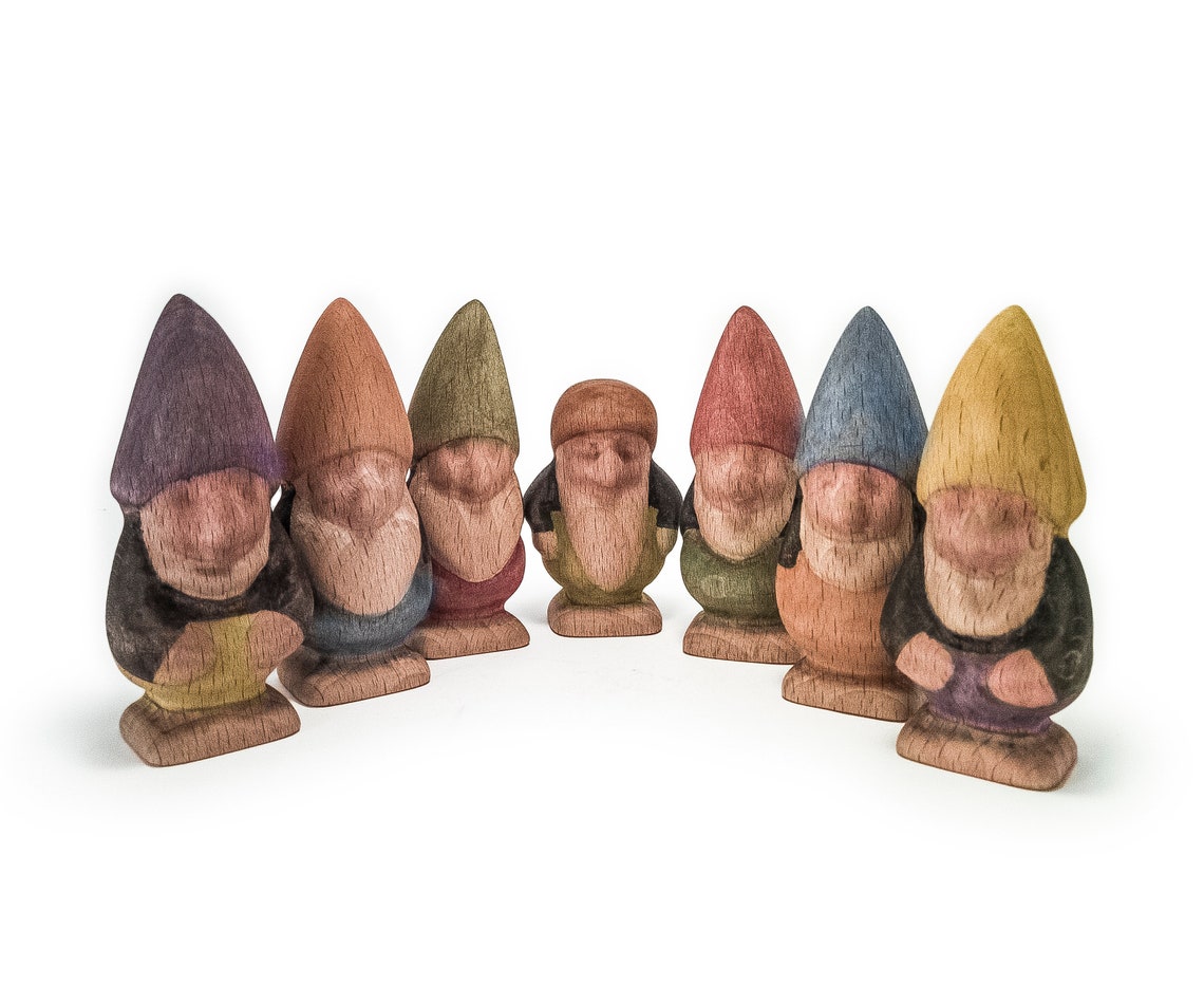 wooden dwarf figurines