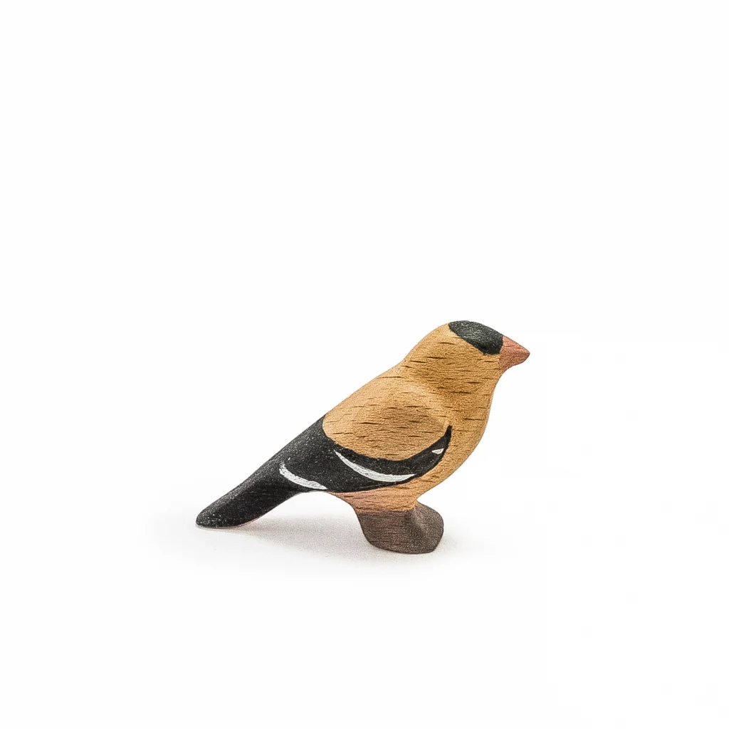 wooden goldfinch figurine